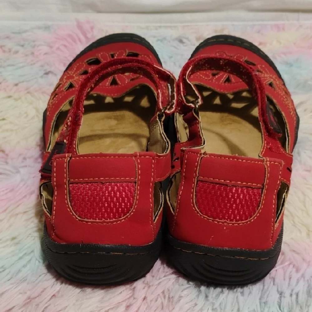 SALE! NWOT JBU Wildflower Red & Black Mary Jane Flats Sz.9.5M - Picture 5 of 9